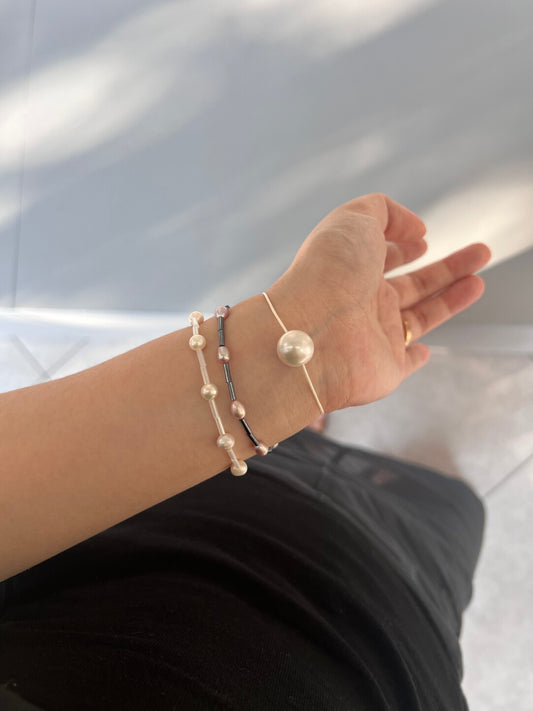 Handmade Pearl Stacked Beaded Bracelet,Lumivault.