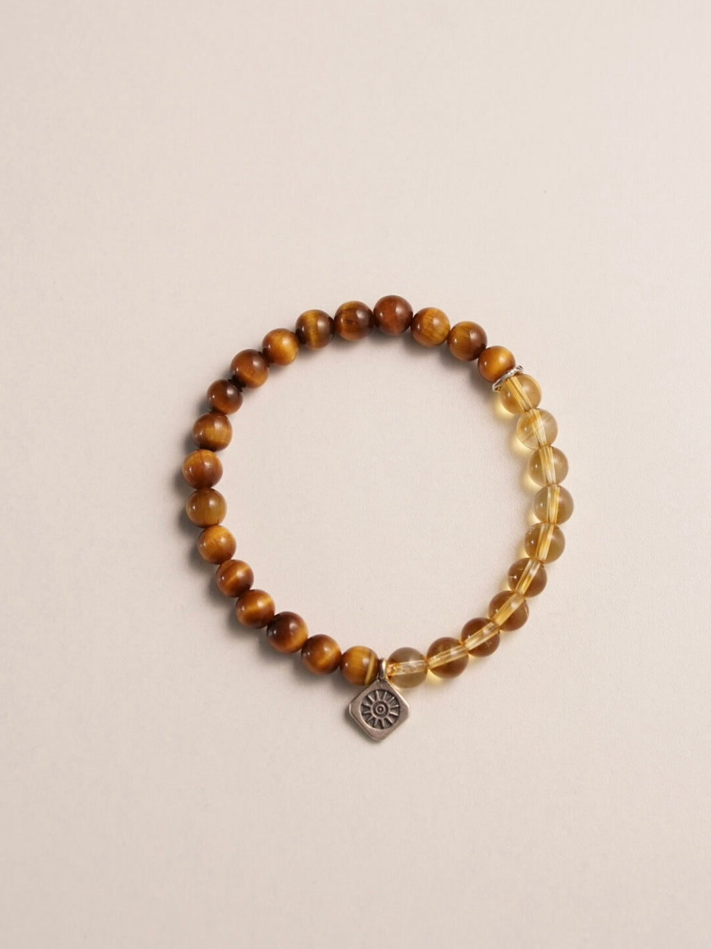 Citrine Tiger Eye Silver Beaded Bracelet - Lumivault