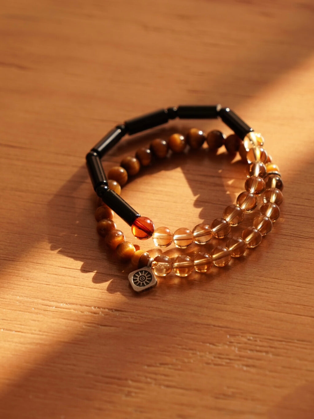 Citrine Tiger Eye Silver Beaded Bracelet - Lumivault