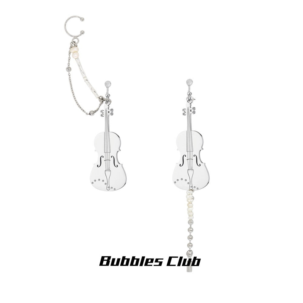 Violin Cello Earrings,[Two violins] Clips,Lumivault.