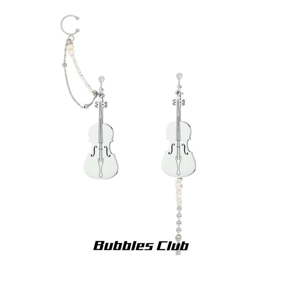 Violin Cello Earrings,[Two Cello] Clips,Lumivault.