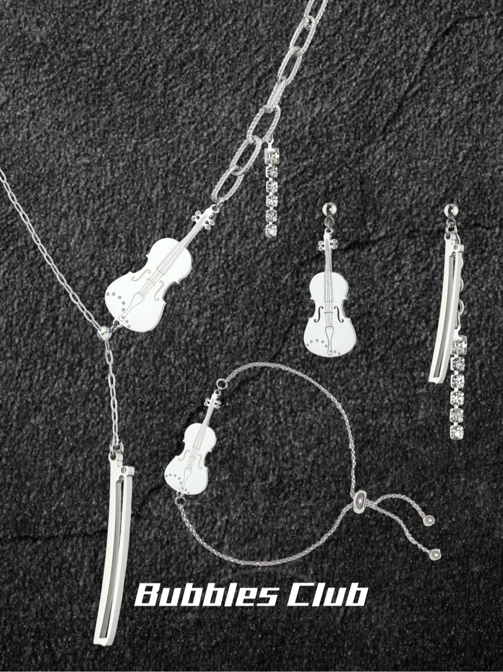 Violin Cello Earrings,[Violin] Three-Piece Set,Lumivault.