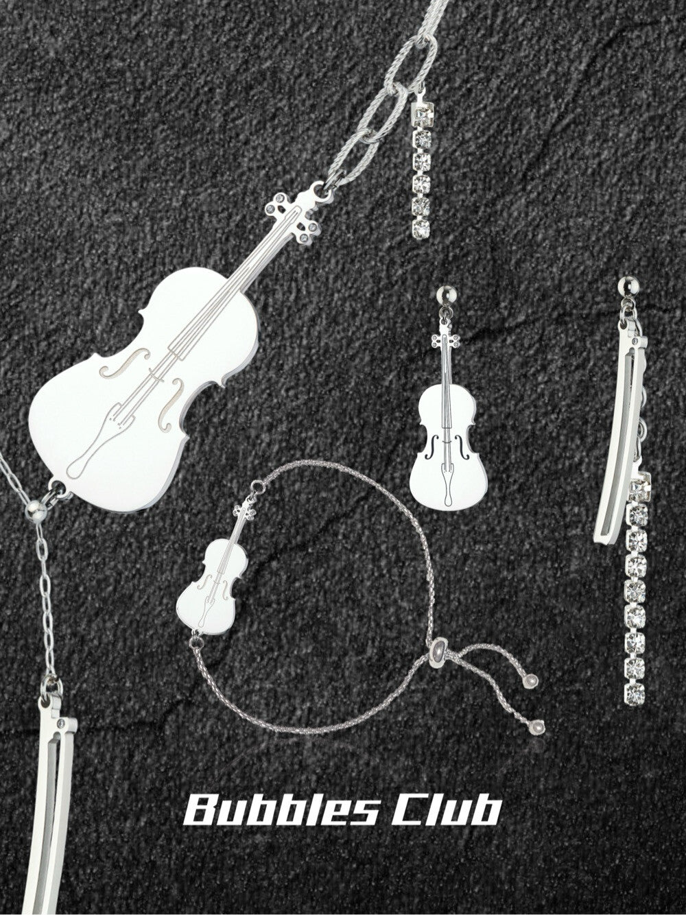 Violin Cello Earrings,[Cello] Three-Piece Set,Lumivault.