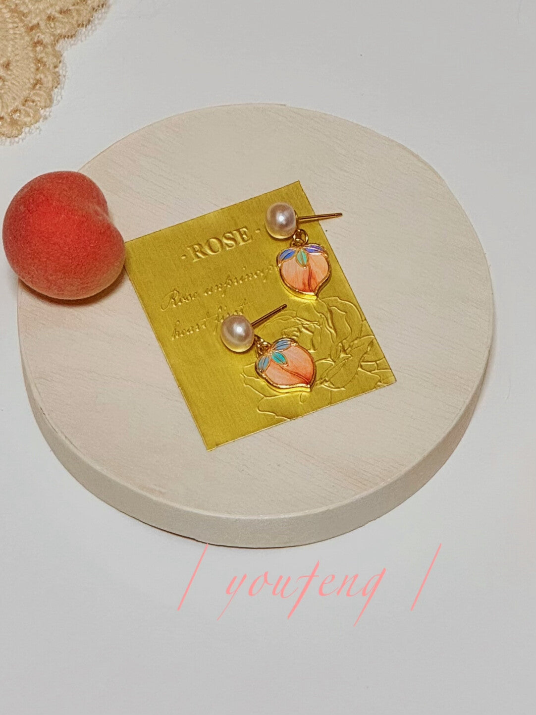 Sweet Wine Little Peach Earrings,Lumivault.