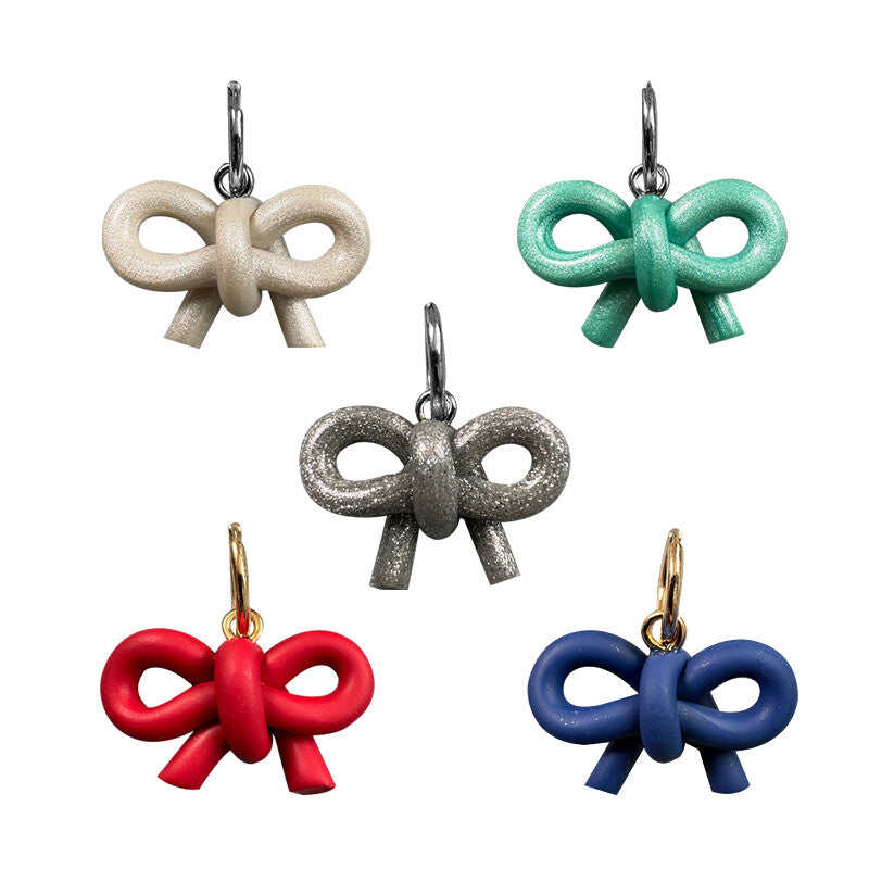 Handmade Clay Mini Bow Earrings,Lumivault.