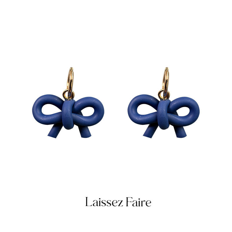 Handmade Clay Mini Bow Earrings,Lumivault.