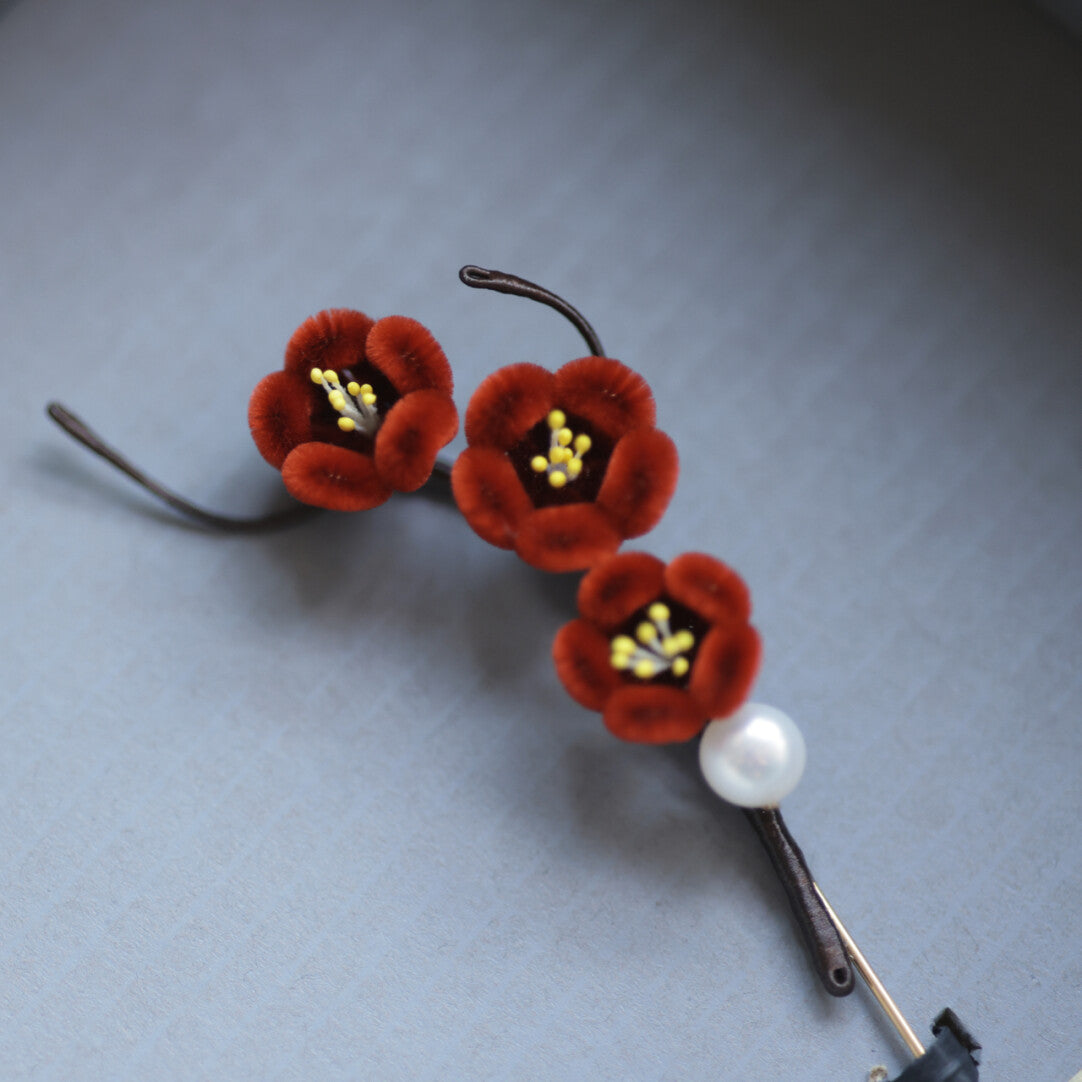 Mini Plum Blossom Velvet Brooch