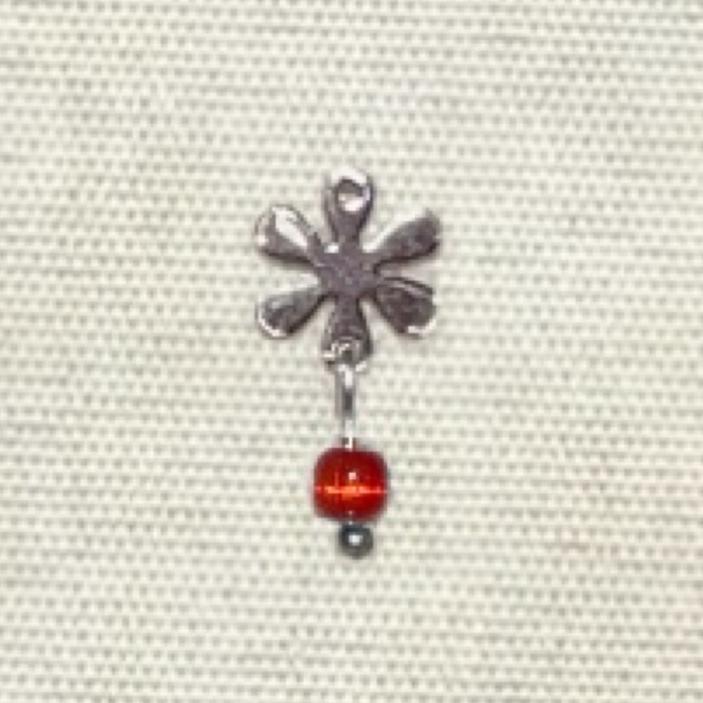 Flower Silver Cat's Eye Earrings Necklace,Red / A Pair of Stud Earrings,Lumivault.
