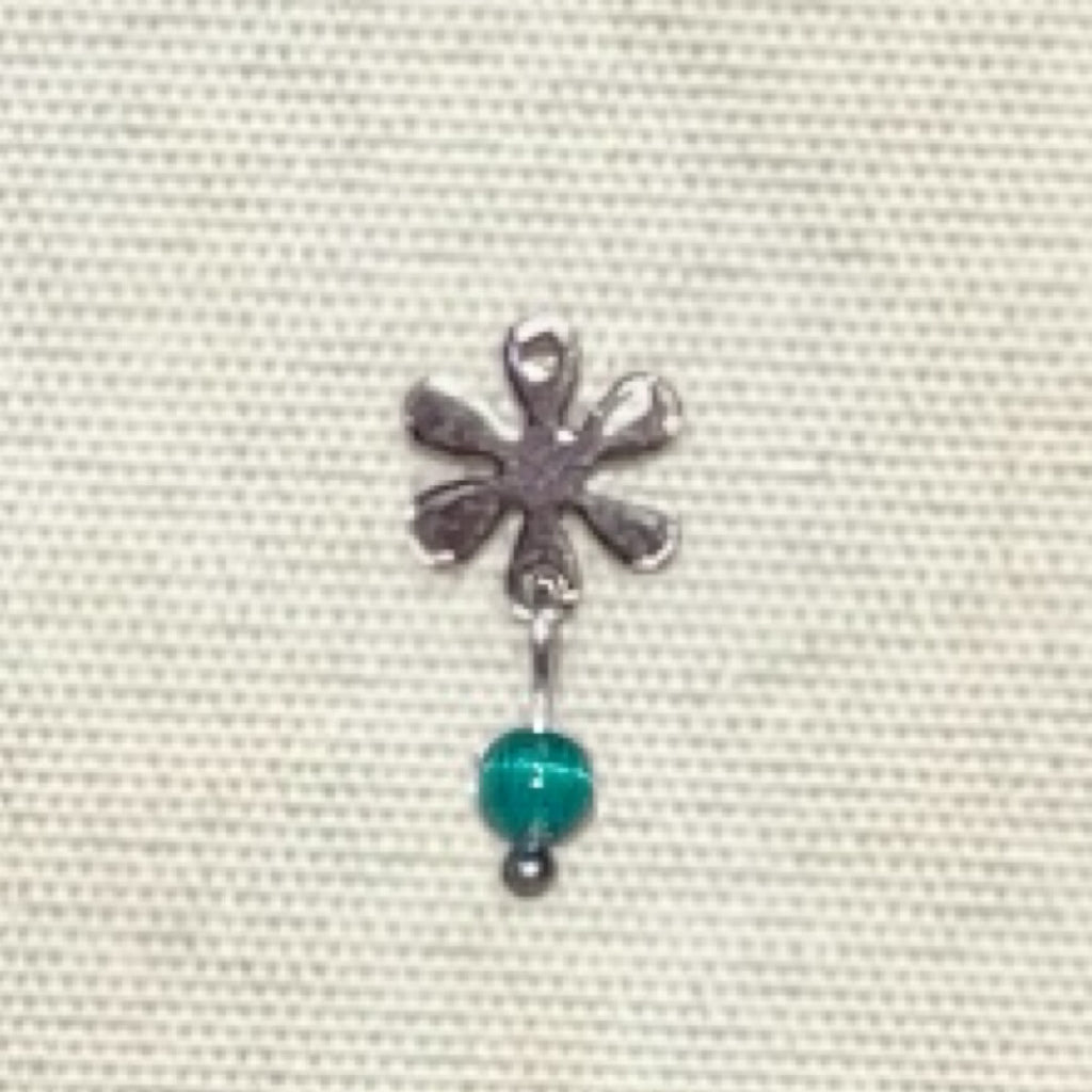 Flower Silver Cat's Eye Earrings Necklace,Green / A Pair of Stud Earrings,Lumivault.