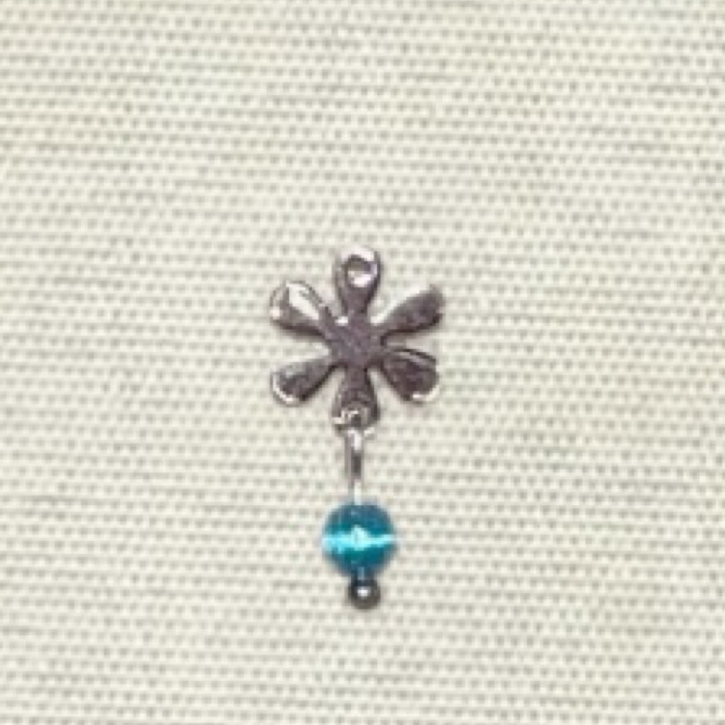 Flower Silver Cat's Eye Earrings Necklace,Blue / A Pair of Stud Earrings,Lumivault.