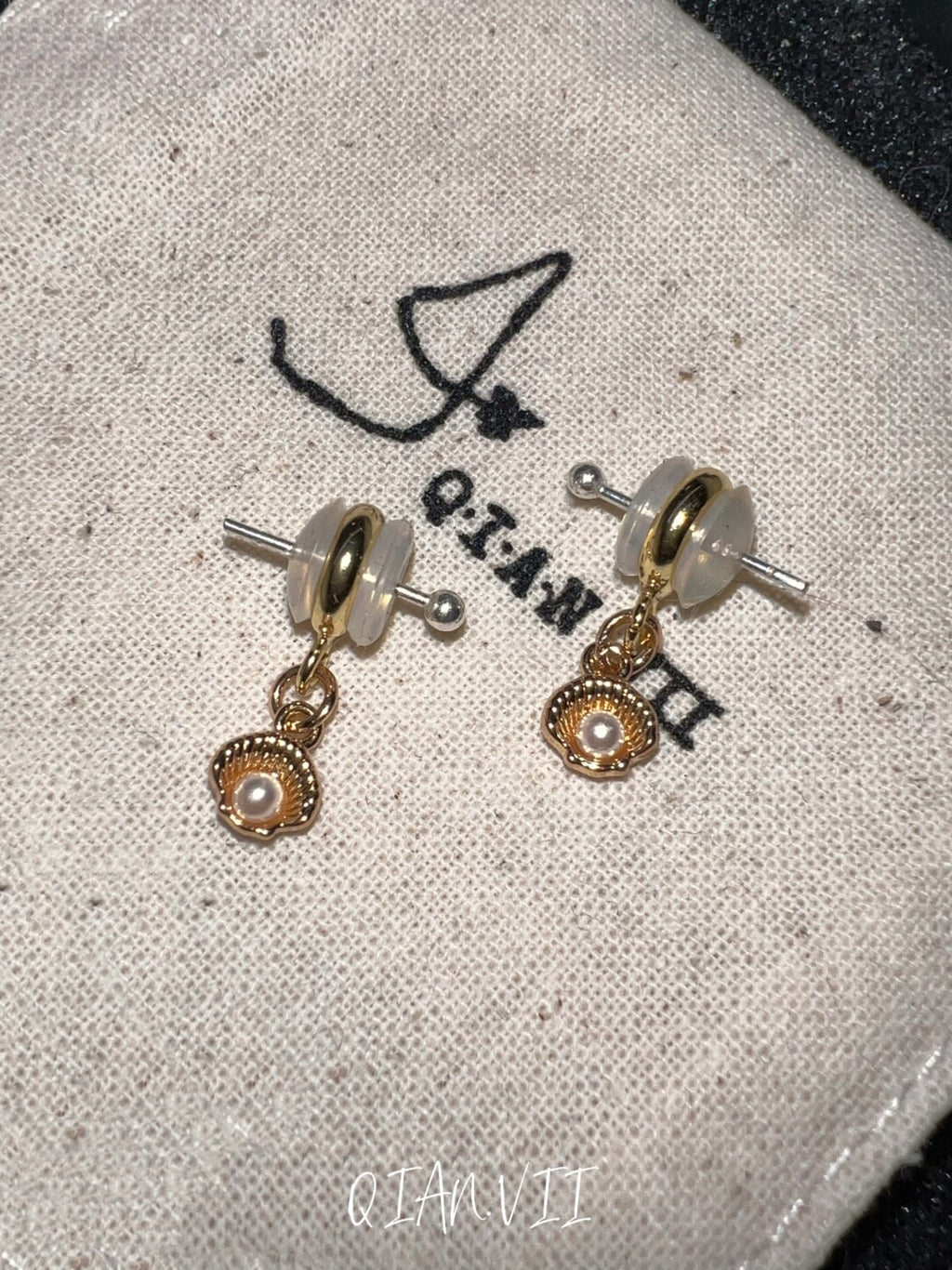 Mini Silver Shell Butterfly Flower Stud Earrings,Lumivault.