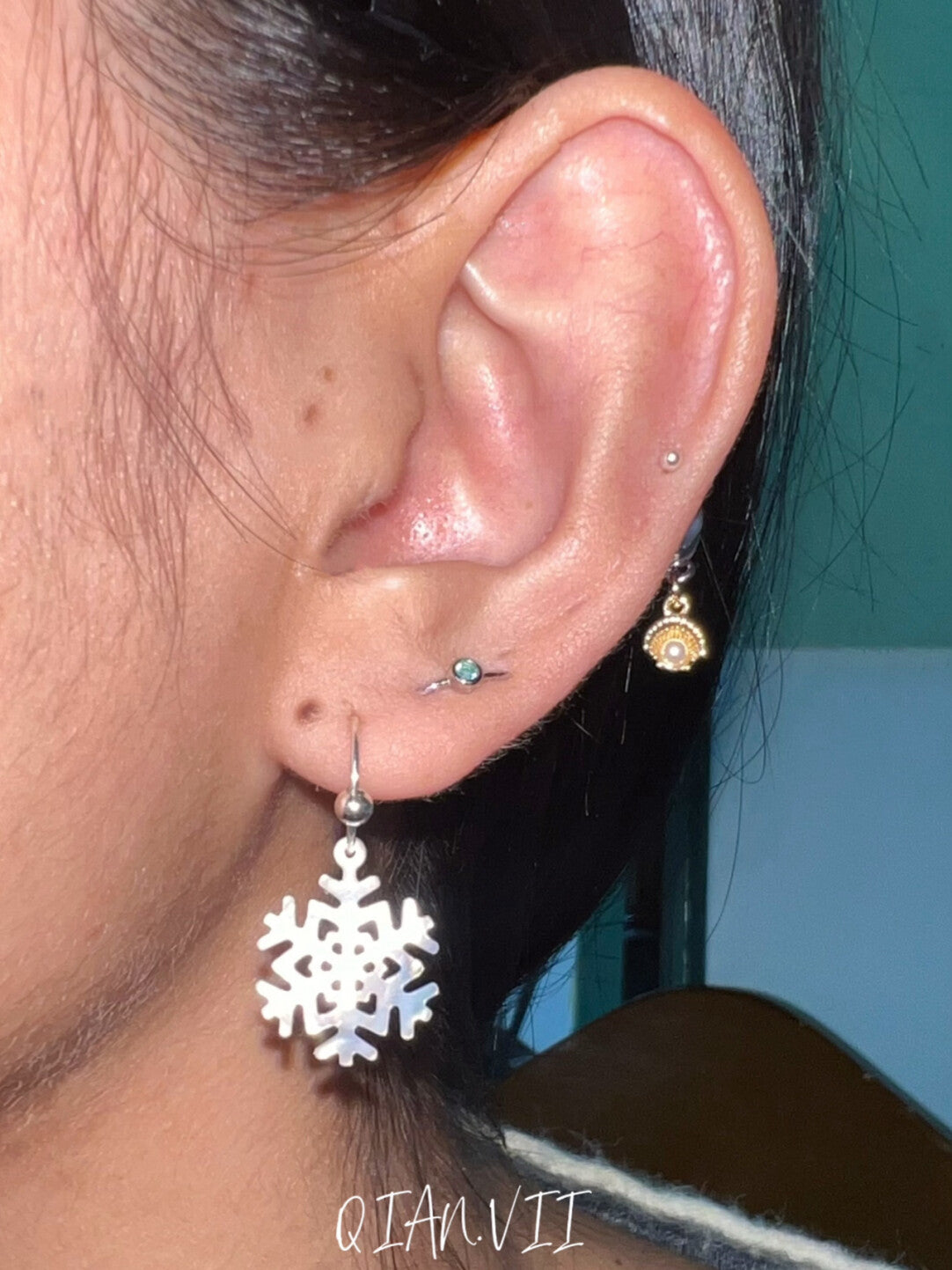 Mini Silver Shell Butterfly Flower Stud Earrings,Lumivault.