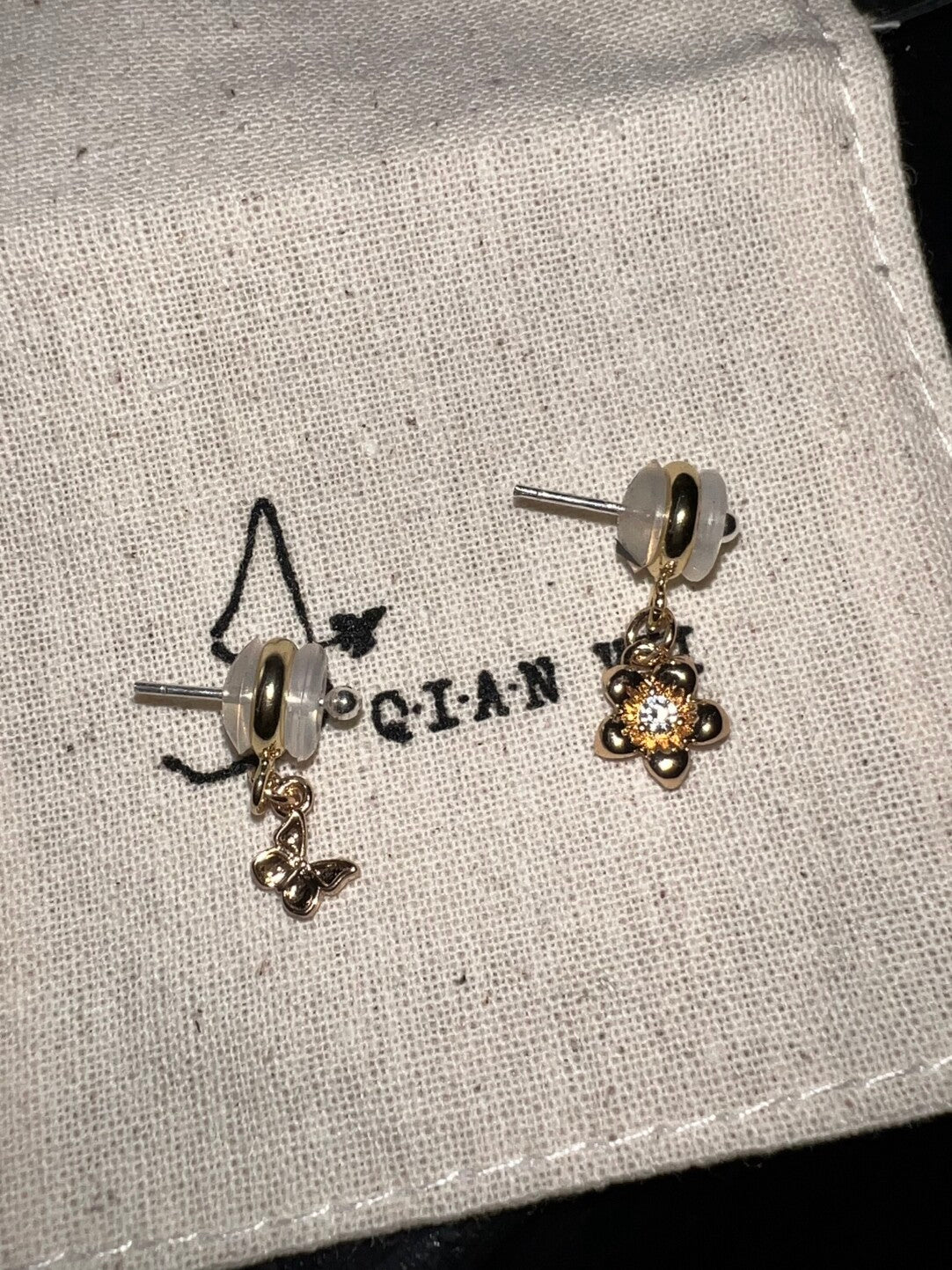 Mini Silver Shell Butterfly Flower Stud Earrings,Lumivault.