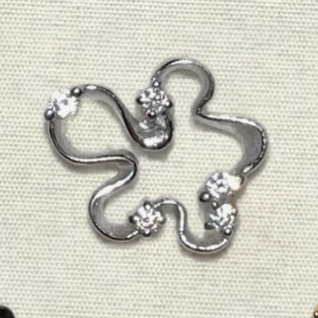 Silver Flower Diamond Spiral Earrings Necklace,Silver / A Pair of Stud Earrings,Lumivault.