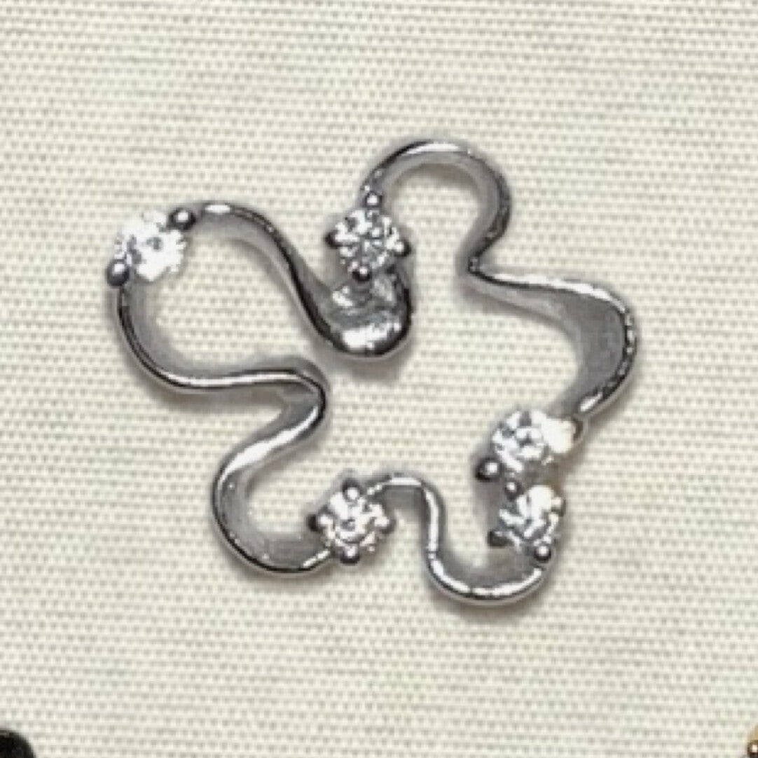 Silver Flower Diamond Spiral Earrings Necklace,Silver / A Pair of Stud Earrings,Lumivault.