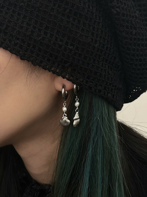 Asymmetrical Shell Titanium Steel Earrings,Lumivault.