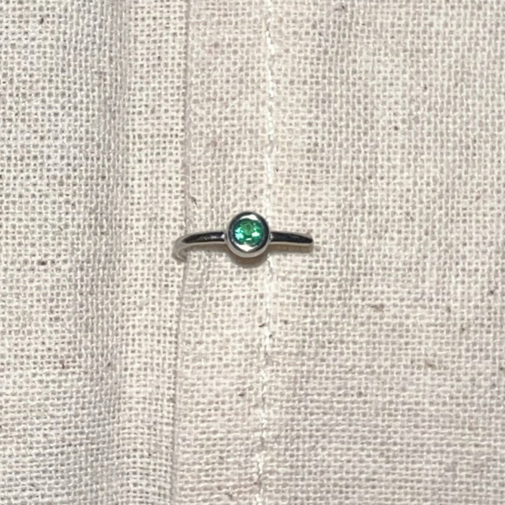 Handmade Silver Single Earring,Sterling Silver Green Diamond / Ear Post Thickness 0.9mm,Lumivault.