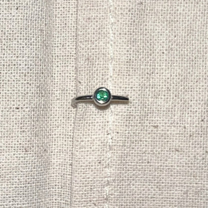 Handmade Silver Single Earring,Sterling Silver Green Diamond / Ear Post Thickness 0.9mm,Lumivault.