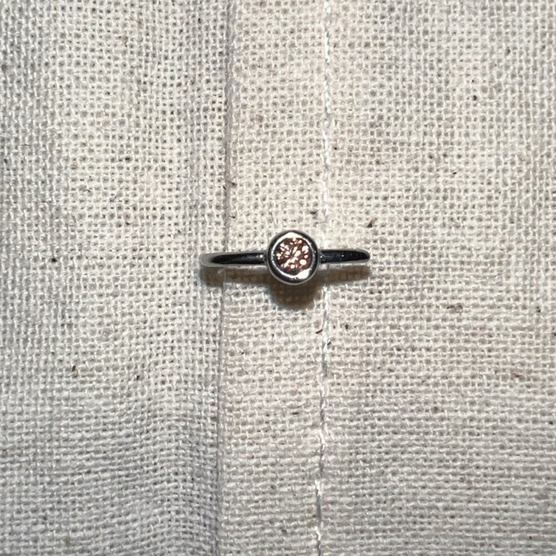 Handmade Silver Single Earring,Sterling Silver Brown Diamond / Ear Post Thickness 0.9mm,Lumivault.
