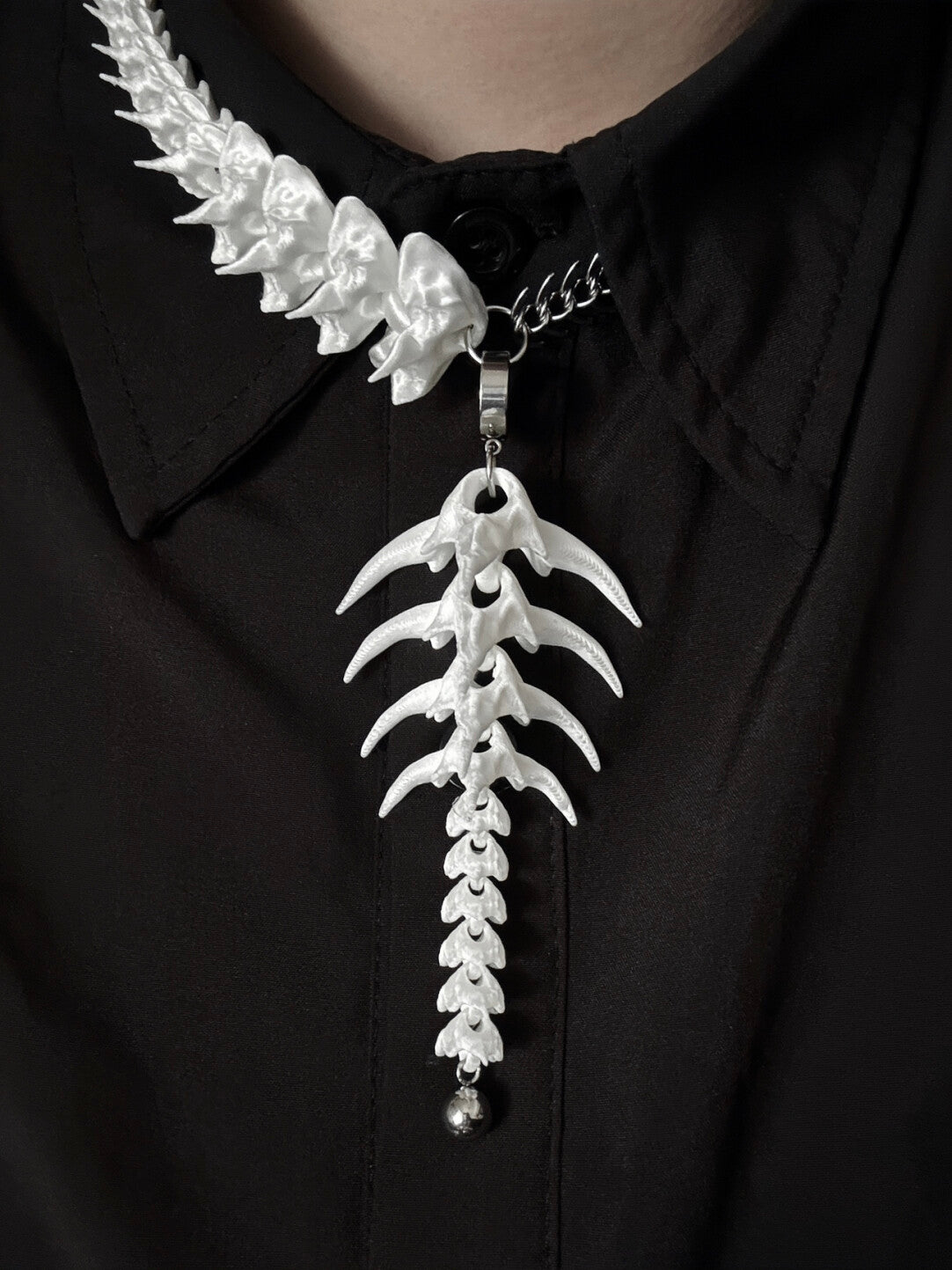 Twin Vertebrae Necklace/Earring Set,Pearlescent,Lumivault.