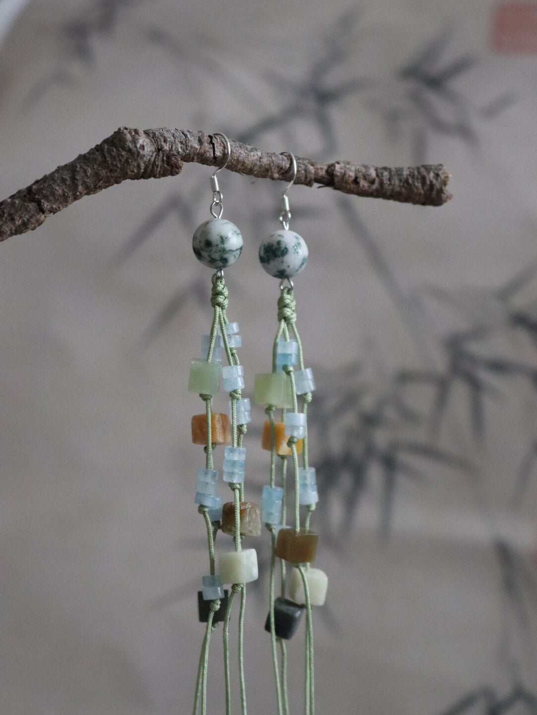 Chinoiserie In the Mountains Earrings,A Pair,Lumivault.