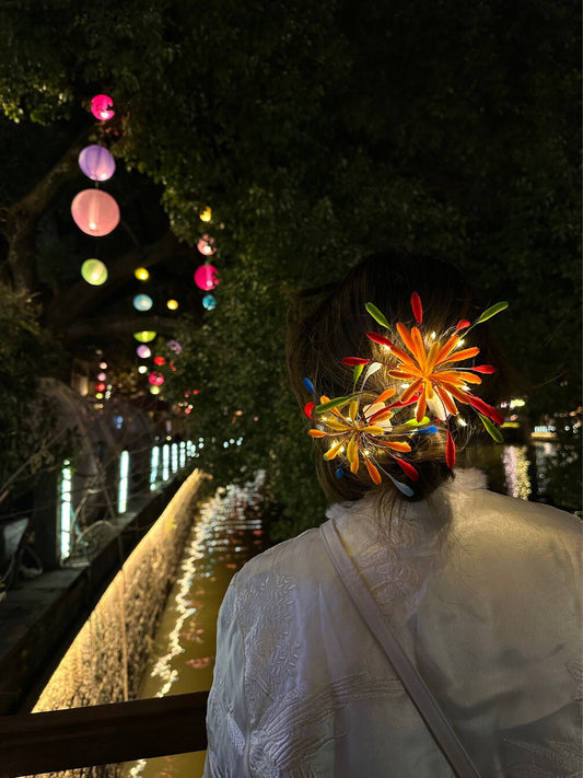 Handmade Fireworks Hair Clip