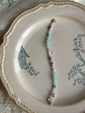 A Little Blue Beaded Bracelet,Broken Silver Blue (Note Wrist Circumference),Lumivault.