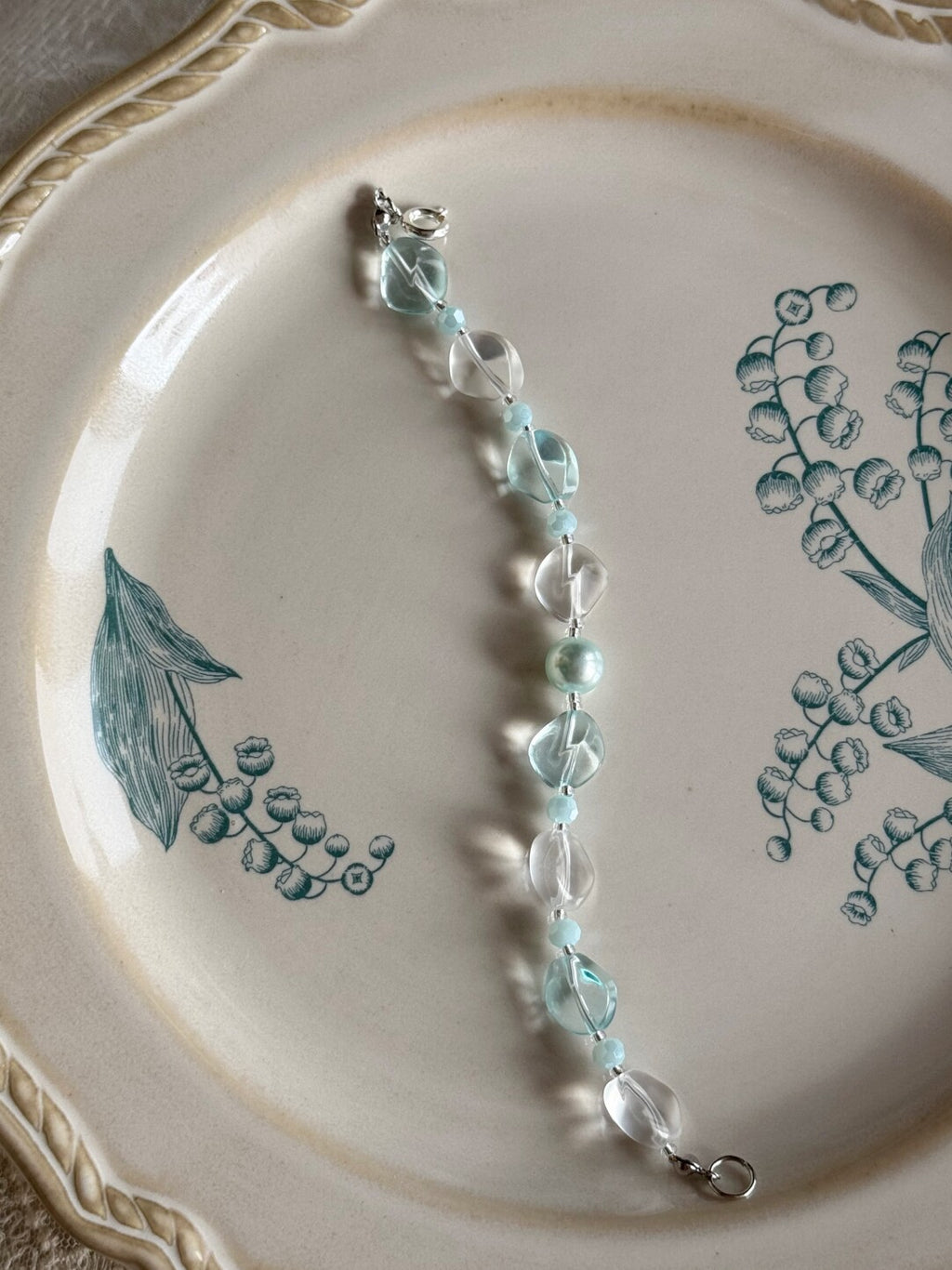A Little Blue Beaded Bracelet,Ice Blue (Note Wrist Circumference),Lumivault.