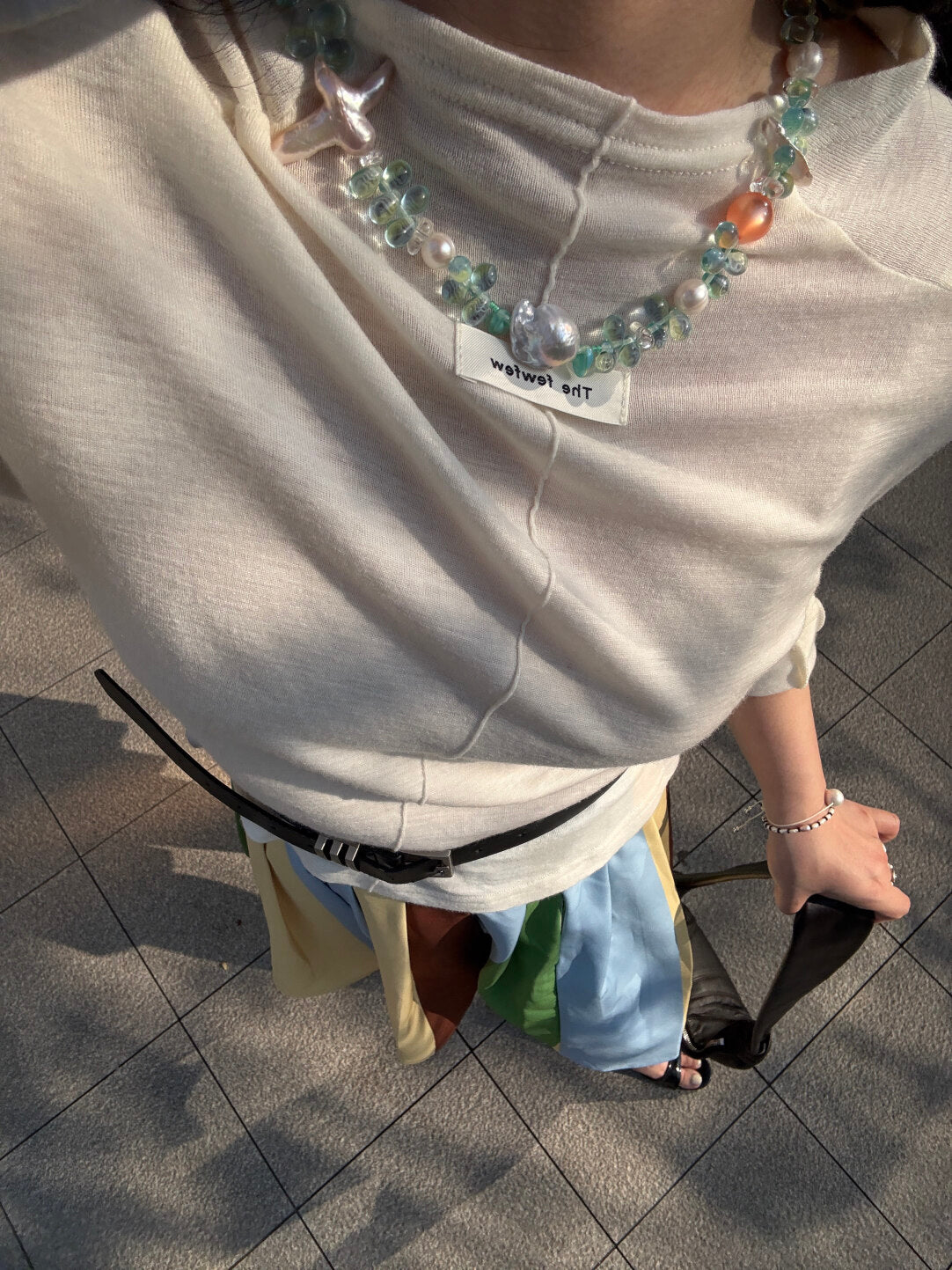 Mint Water Drop Persimmon Beaded Necklace,Lumivault.