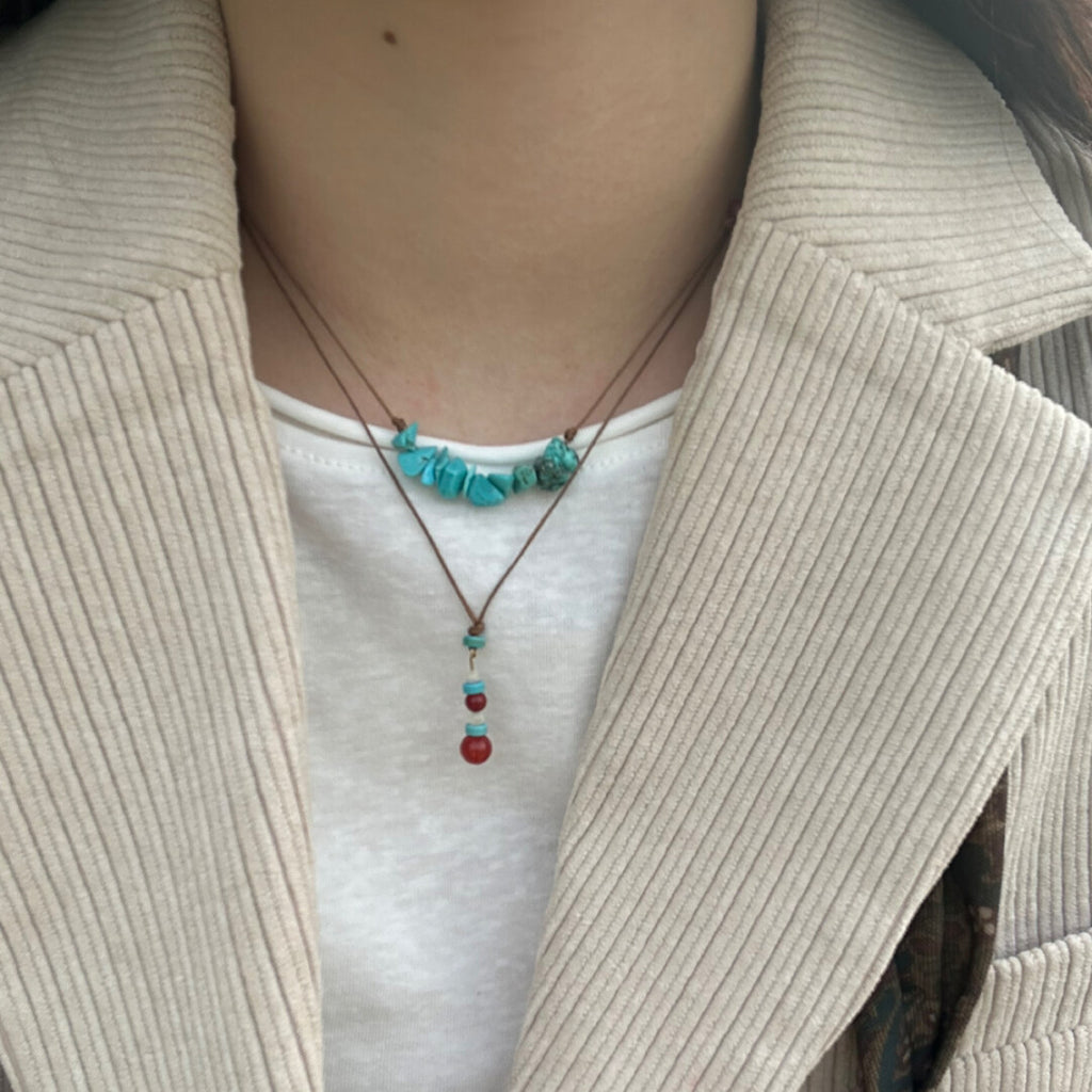 Stone Rhyme Double-layer Necklace,Double Agates,Lumivault.