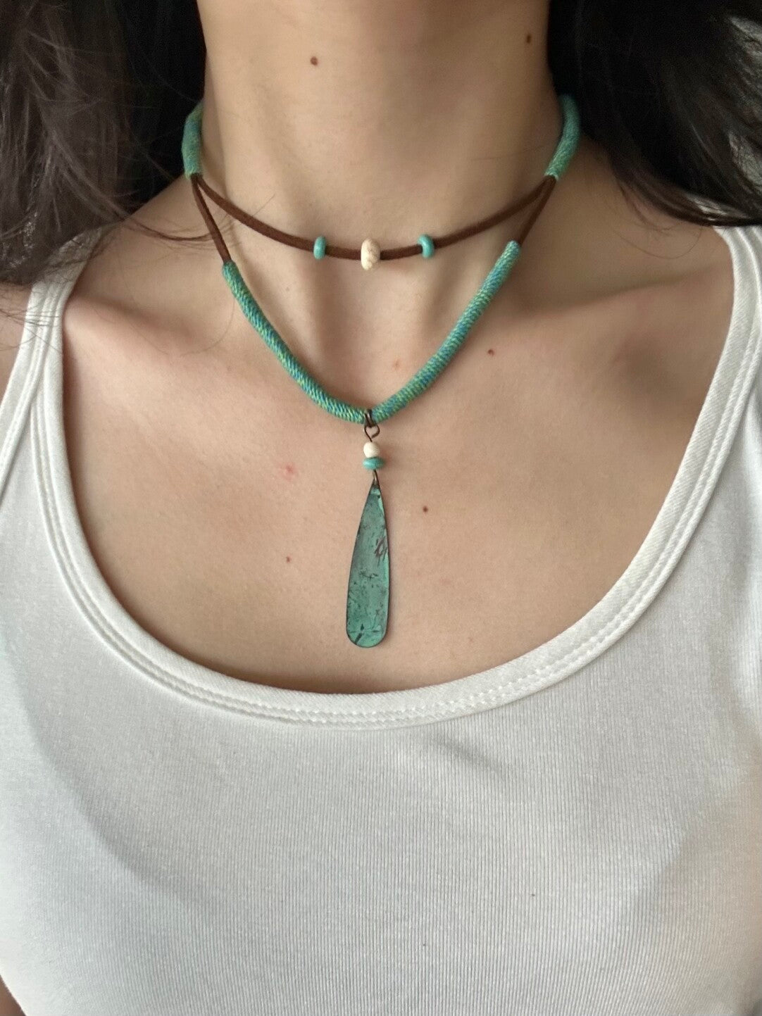 Double Layered Patina Necklace