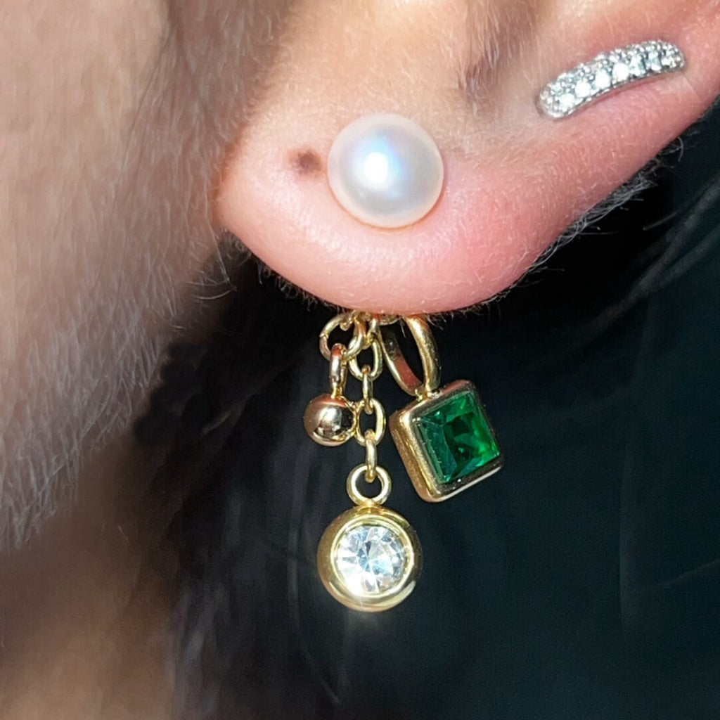 Titanium Steel Stud Earrings,Green,Lumivault.