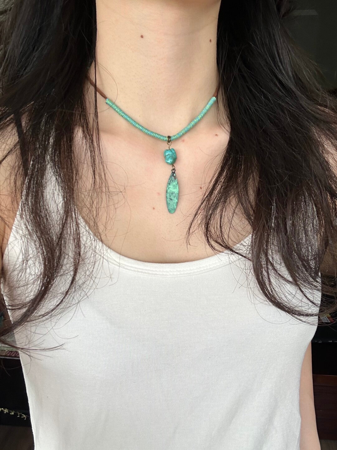 Handmade Patina Leaf Necklace,Lumivault.