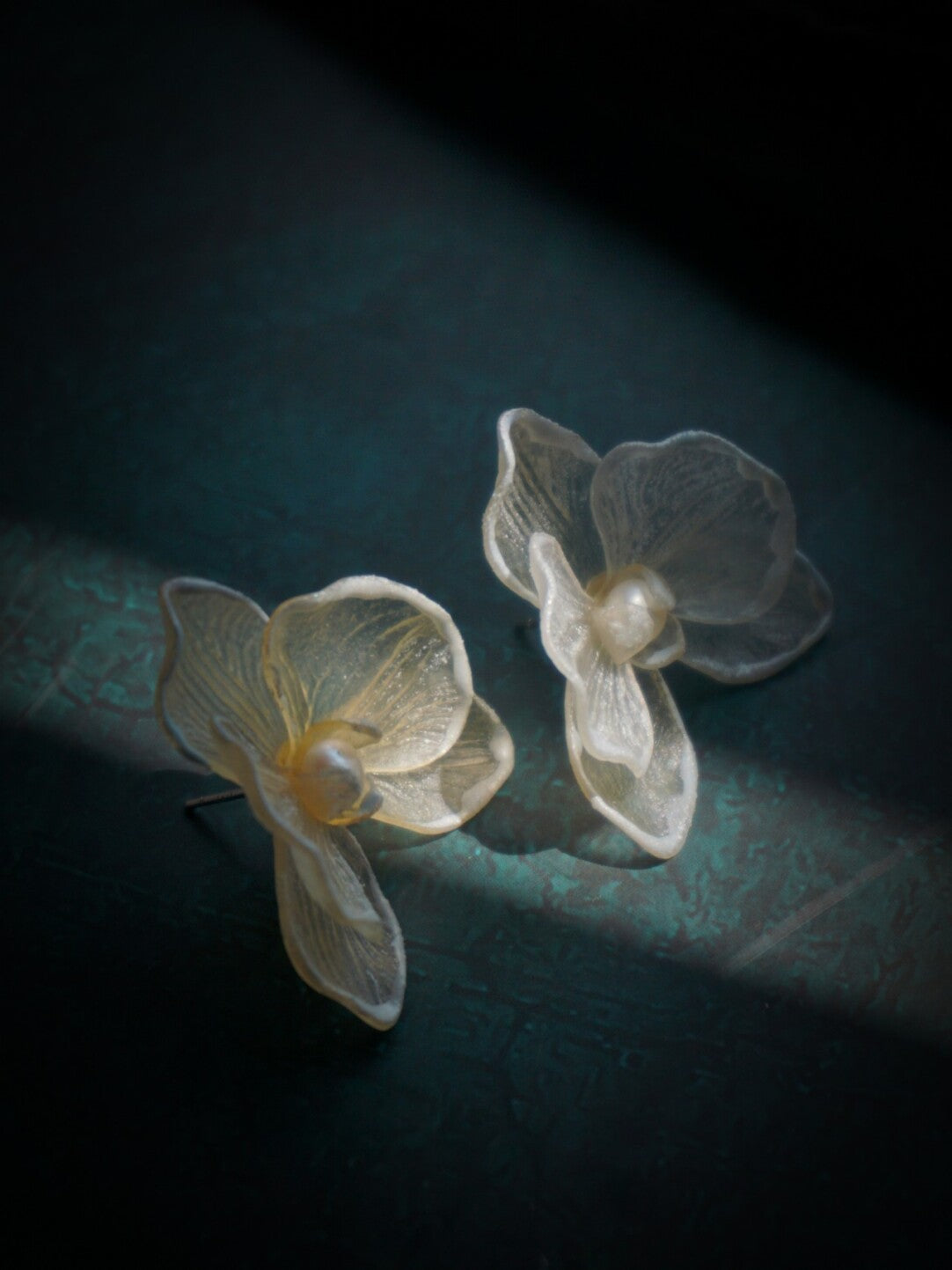 Morning Mist Leather Shadow Puppet Earrings,Lumivault.