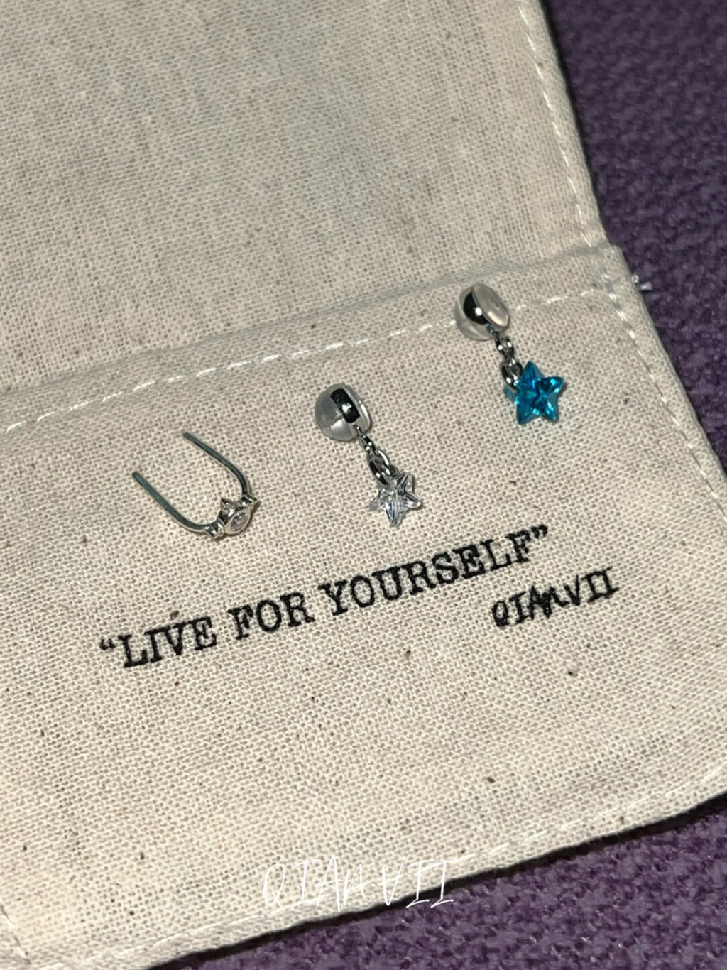 Double Piercing Silver Star Single Earring,Lumivault.