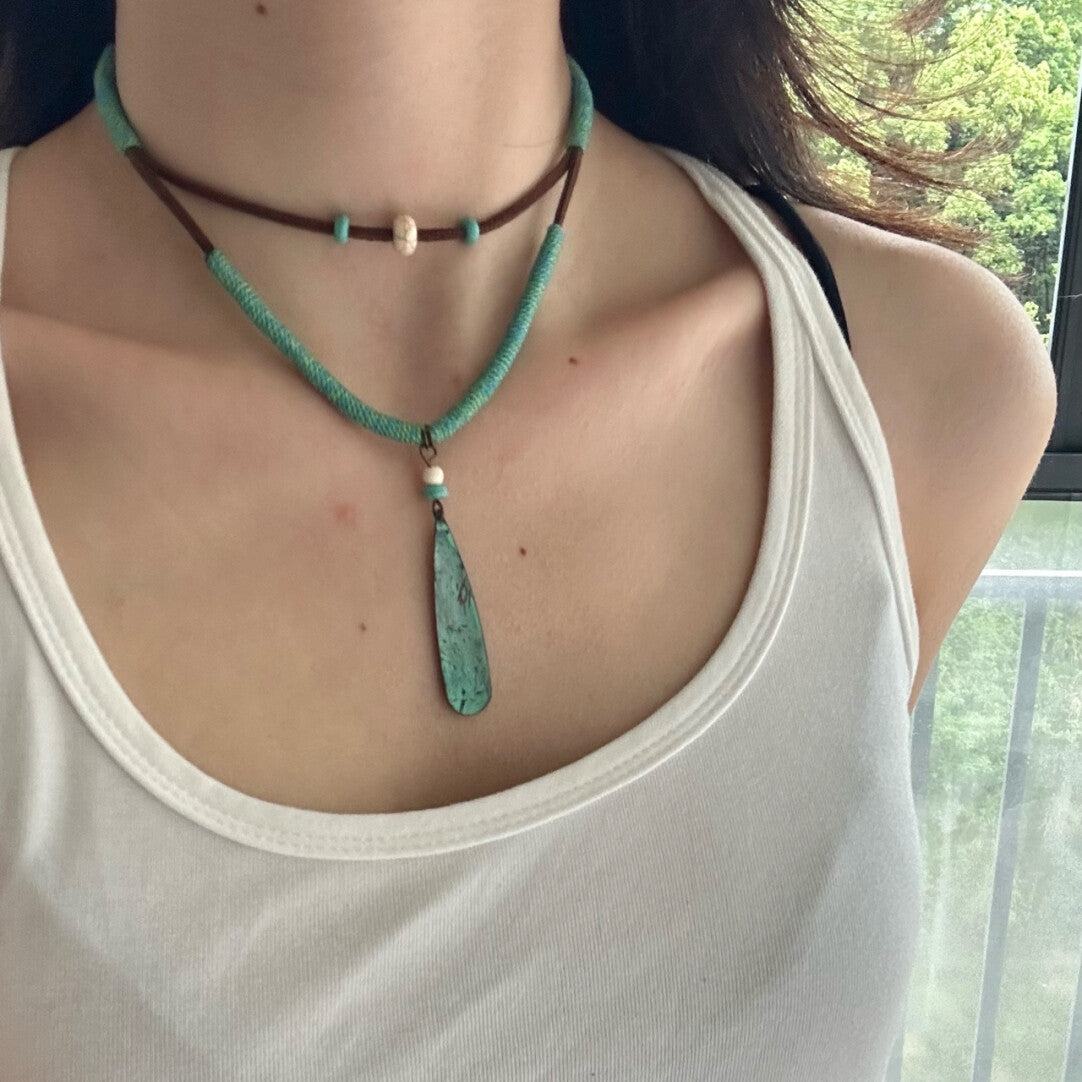 Double Layered Patina Necklace,#1 (about 5cm),Lumivault.