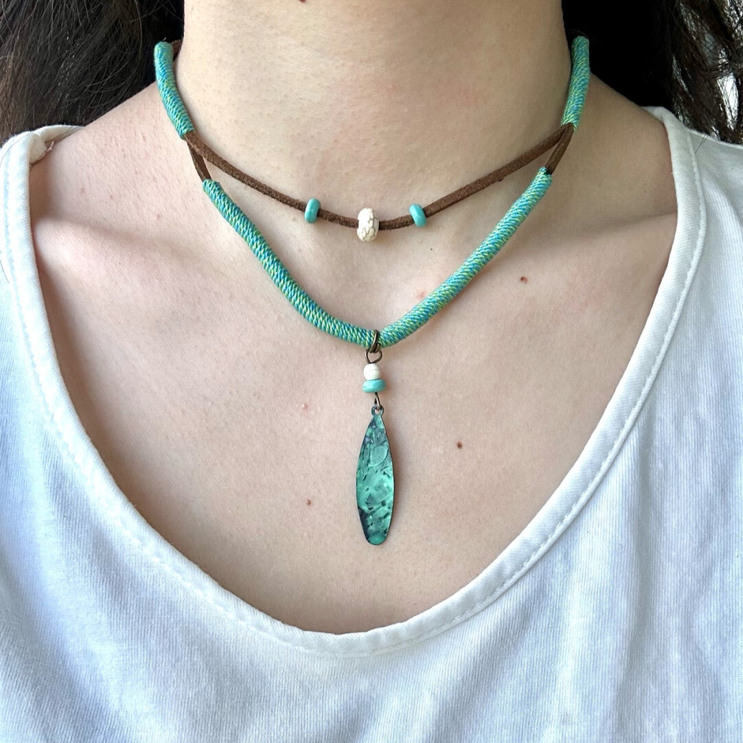 Double Layered Patina Necklace,#2 (about 3.5cm),Lumivault.