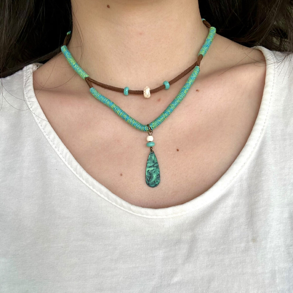 Double Layered Patina Necklace,#3 (about 2.5cm),Lumivault.