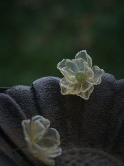 Late Rose Leather Shadow Puppet Earrings