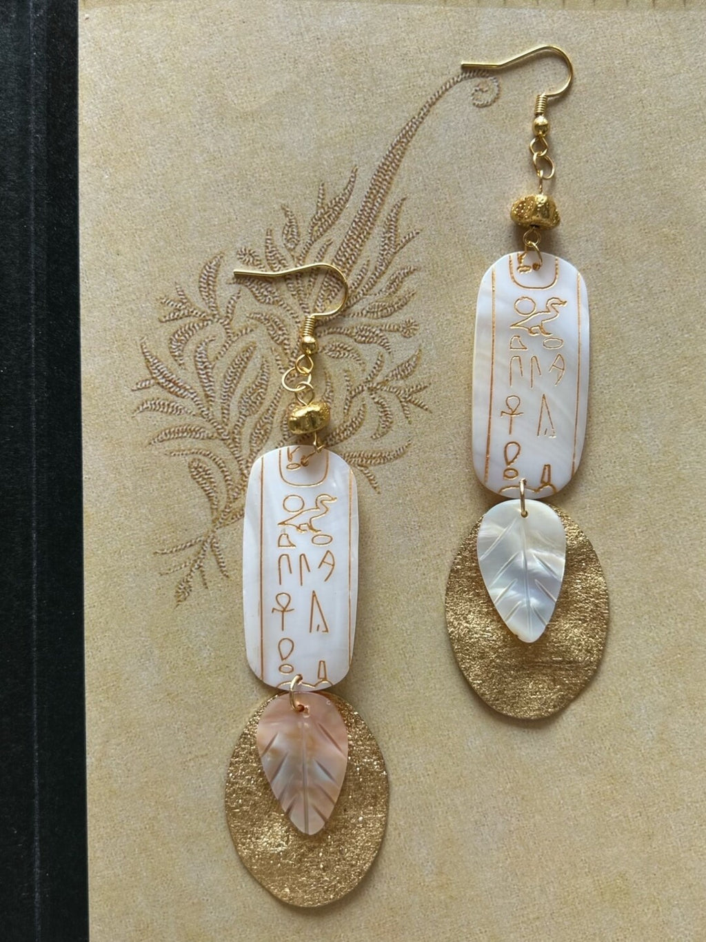 Egyptian Pearl Oyster Earrings,Lumivault.