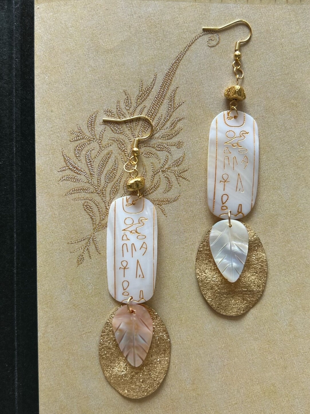 Egyptian Pearl Oyster Earrings,Lumivault.