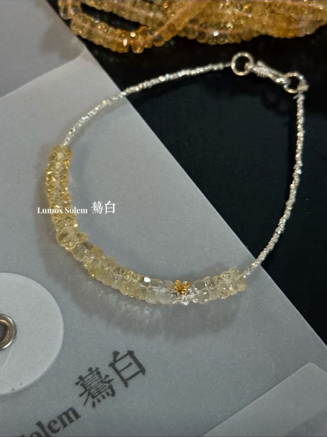 Laurel Natural Citrine Silver Bracelet,Lumivault.