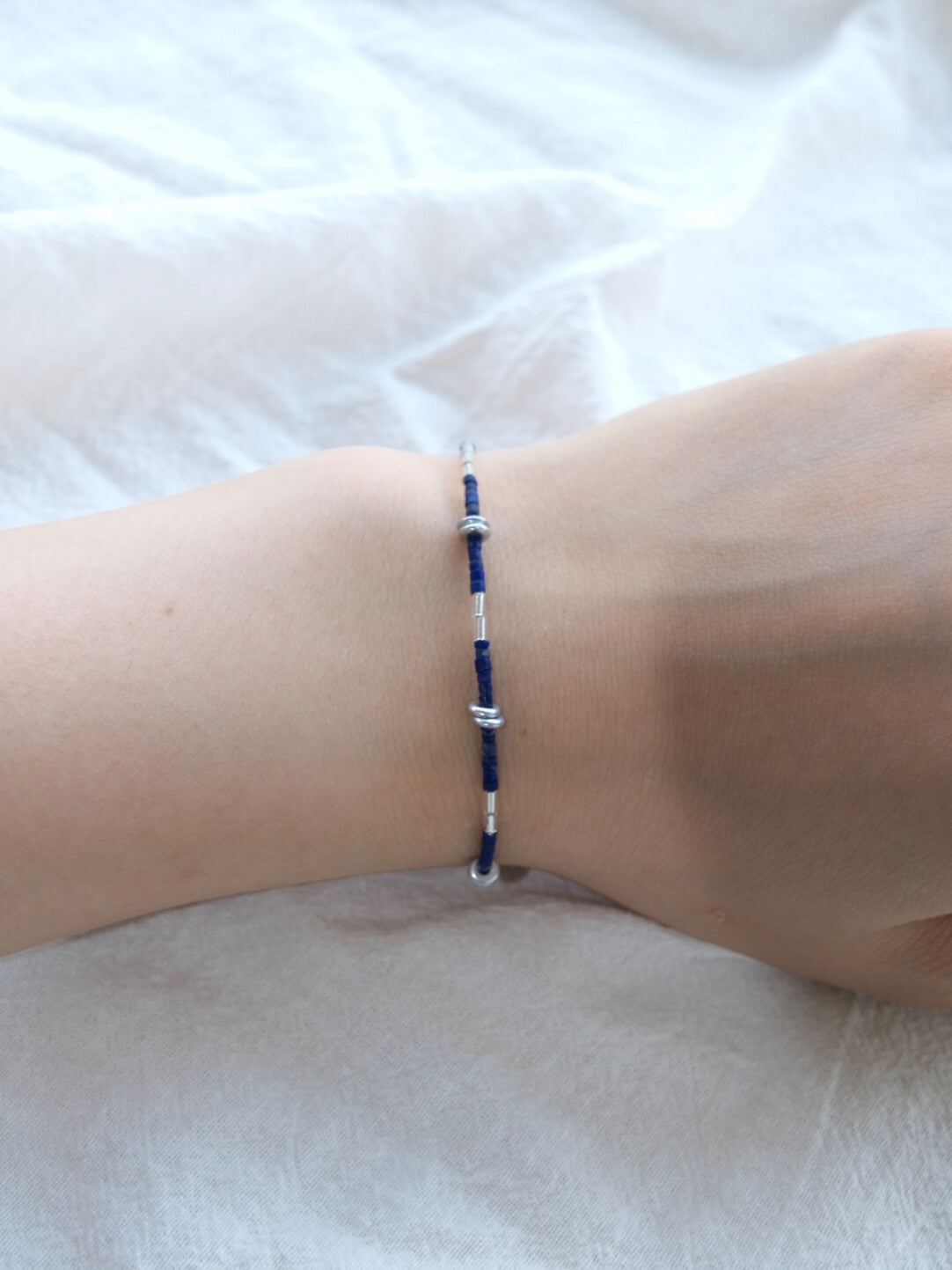 Handmade Lapis Lazuli Bracelet Necklace,Wrist Size 15cm,Lumivault.