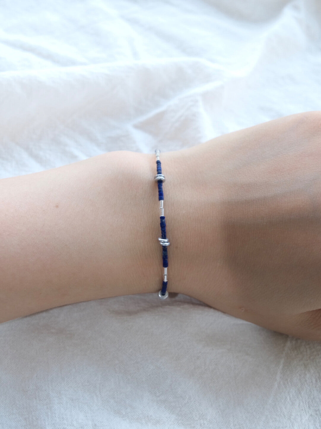 Handmade Lapis Lazuli Bracelet Necklace,Wrist Size  17cm,Lumivault.