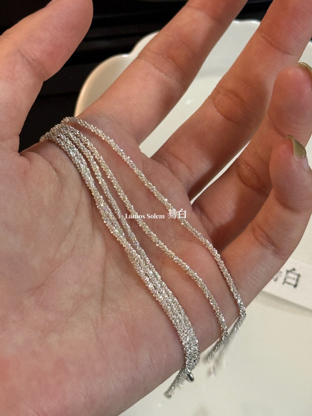 Handmade Flash Silver Bracelet,16cm non-adjustable,Lumivault.