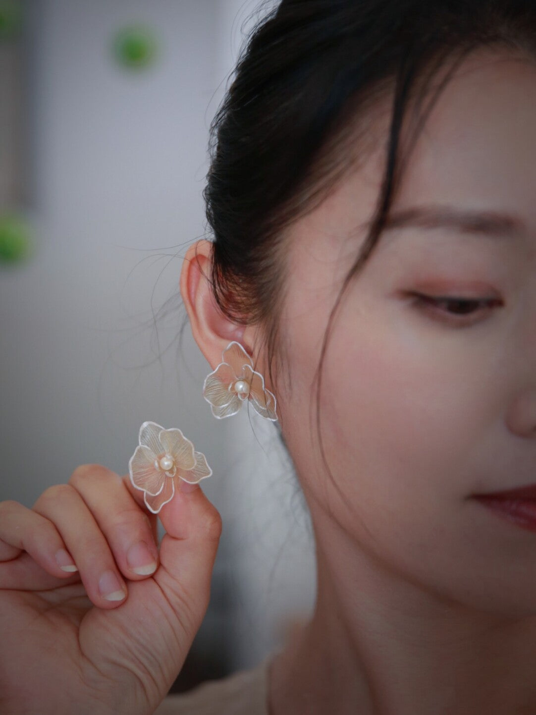 Morning Mist Leather Shadow Puppet Earrings,Lumivault.