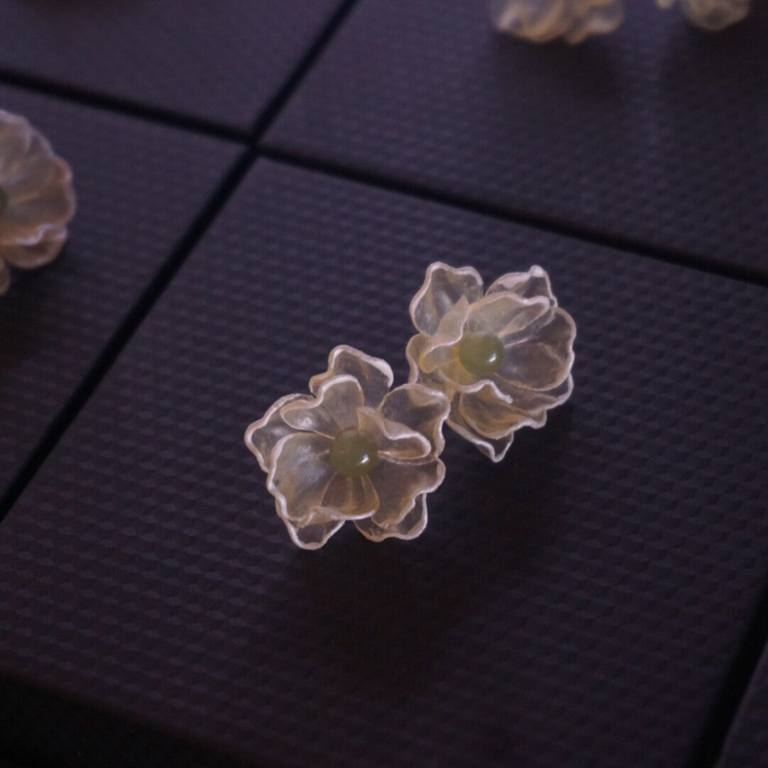 Late Rose Leather Shadow Puppet Earrings,Studs,Lumivault.