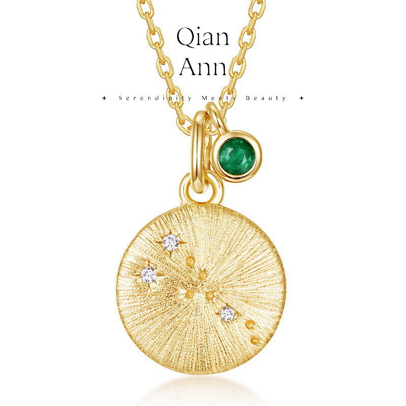 Birthstone Constellation Necklace,Taurus - Emerald (4.20-5.20),Lumivault.