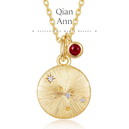 Birthstone Constellation Necklace,Cancer - Ruby (6.21-7.22),Lumivault.