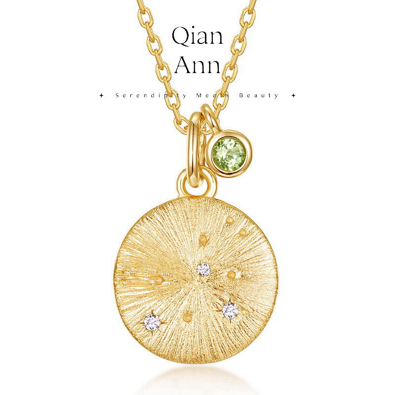 Birthstone Constellation Necklace,Leo - Peridot (7.23-8.22),Lumivault.